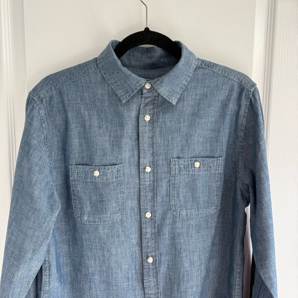 NWT Goodfellow Denim Shirt Standard Button Down Long Sleeve Blue Size S